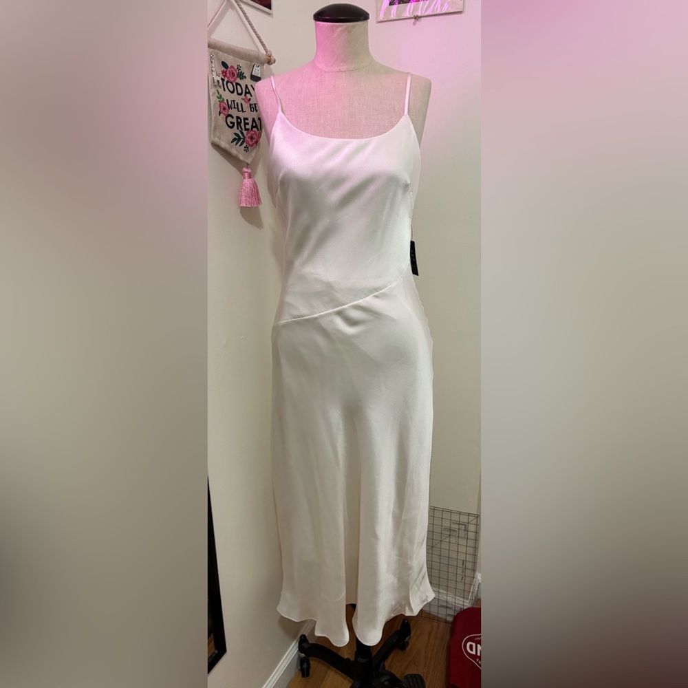 EXPRESS White Satin Slip Dress - small - NWT